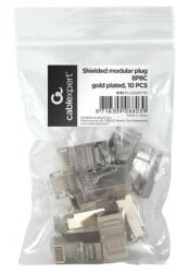 Gembird PLUG5SP/10 shielded modular 30u gold plated LAN konektor RJ45 za FTP SFTP cat5 (pak.10kom) - Img 1