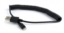 Gembird USB sync and charging spiral cable for iPhone, 1.5 m, black CC-LMAM-1.5M - Img 2