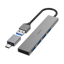 Hama 4047443497666 Usb hub 4 porta, usb 3.2, 5 gbit/s+ usb-c adapter  ultra tanak  ( 200141 )-1