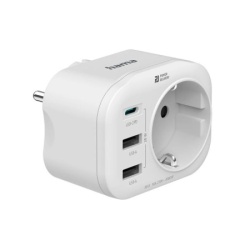 Hama 4047443498359 Strujni adapter 1xusb-c, 2x usb-a 1x uzemlj. 20w   pd, beli  ( 223342 )-3