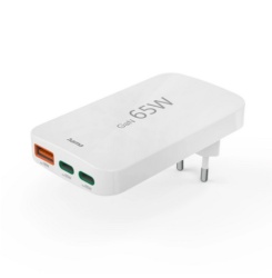 Hama brzi punjac, 2xusb-c, 1xusb-a, pd, 65w, beli pljosnati mini ( 201976 )