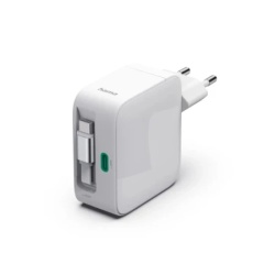 Hama brzi punjac gan, 2xusb-c, pd 65w, beli, kabl koji se izvlaci ( 200025 )
