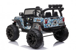 Jeep Brothers na akumulator sa kožnim sedištem i mekim gumama - Plavi - Img 4