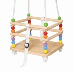 Kinder Home dečija drvena ljuljaška sa kaišem i bočnim stranama – do 70 kg, 30×30 cm ( JXS-3025 )