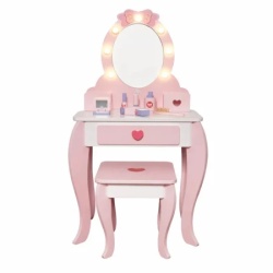 Kinder Home dečiji drveni toaletni stočić sa ogledalom i svetlima roze, 92 cm ( V08H223 )