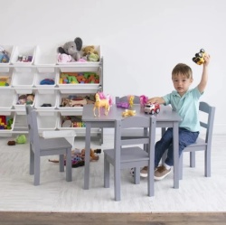 Kinder Home dečiji sto sa 4 stolice – drveni dečiji sto za igru i učenje, sivi set ( TF-6645-G )-4