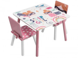 Kinder home drveni dečiji sto sa stolicama roze ( TF-6001 ) - Img 1