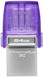 Kingston 64GB USB flash drive, 2-in-1 USB 3.2 Gen.1 Type-C & Type-A, DataTraveler microDuo 3C ( DTDUO3CG3/64GB )  - Img 1