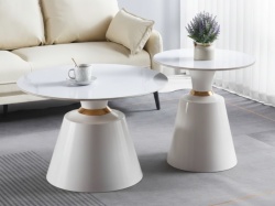 Klub sto 6164 set Bela keramička ploča/Bele metalne noge fi 70+fi 50 ( 800-633 )
