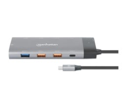 Manhattan 130714 10in1 USB-C - 2xHDMI/5xUSB/LAN/PD 100W Docking station -3