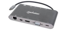 Manhattan 152808 7in1 USB-C - HDMI/VGA/mDP/3xUSB/LAN/CR/PD 60W Docking station -1