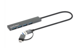 Manhattan 181006 4xUSB-A 3.2/5Gbps/Crni USB-C/USB-A HUB 4port -2