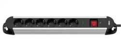 Max MPS-606SOB-5M Produžni kabl sa prenaponskom zaštitom sa 6 utičnica aluminijumsko kučište/5m