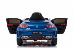 Mercedes C63 AMG Licencirani auto za decu na akumulator sa kožnim sedištem i mekim gumama - Plavi - Img 5