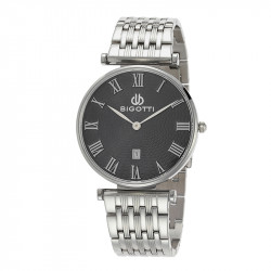 Muški bigotti crni srebrni elegantni ručni sat sa srebrnim metalnim kaišem ( bg.1.10032-3 ) - Img 1