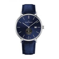 Muški claude bernard classic slim line small seconds plavi srebrni elegantni ručni sat sa teget kožnim kaišem ( 65004 3 buing ) - Img 4