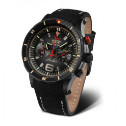 Muški vostok europe anhcar chronograph sportski ručni sat sa crnim kožnim i crnim gumenim kaišem ( 6s21/510c582 ) - Img 6