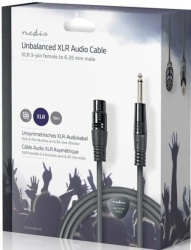 Nedis COTG15120GY100, Nebalansirani audio kabl, XLR 3-pinski ženski, 6,35 mm muški, Niklovani, 10,0 m, PVC