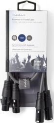 Nedis COTH15030GY05, Balansirani audio kabl, 2x XLR 3-pinski muški, 2x XLR 3-pinski ženski,Niklovani, 0,5m