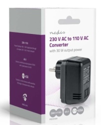 Nedis POCO104 Konvertor snage, 230V AC 50Hz, 30W, Euro, Black Omogucava upotrebu opreme iz SAD u Evropi