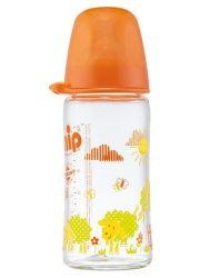 Nip staklena flašica sa širokom otvorom 0m+ 240ml narandzasta ( 0190135 )-1