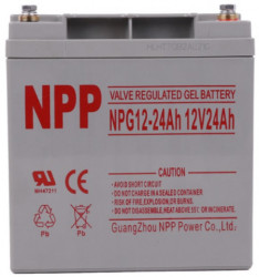 NPP NPG12V-24Ah, GEL BATTERY, C20=24AH, T14, 166x126x174x181, 7,6KG, Light grey - Img 1