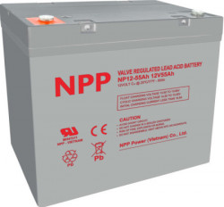 NPP NPG12V-55Ah, GEL BATTERY, C20=55AH, T14, 230*138*208*212, 15KG, Light grey