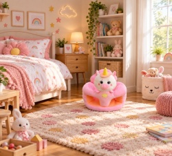 Plišana foteljica za bebe Rainbow Unicorn - roze ( KLK2707-RUR )