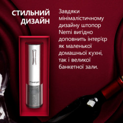 Prestigio nemi, electric wine opener, aerator, vacuum preserver, silver color ( PWO103SL_EN ) - Img 5