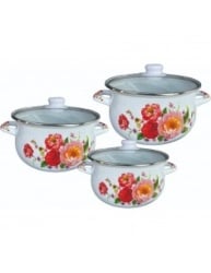 Rosberg r54518f3g šerpa set 18/20/22cm bela sa cvećem ( 006890 )