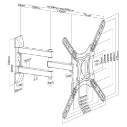 S BOX LCD 443  Nosač Zglobni, Zidni, 30 kg, Do 55"-2