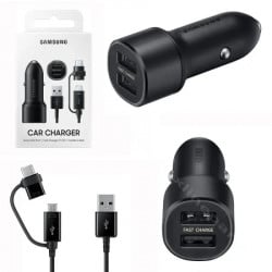 Samsung auto punjač 15W 2xUSB-A + combo kabl micro i Type-C crna ( 75178 )