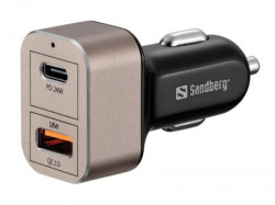 Sandberg USB auto punjač QC3.0/USB C 24W 441-43