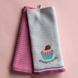 Set kuhinjskih krpa 40x60cm Wafle - Cupcake strawberry ( VLK000109-strawcup )