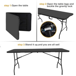 Sklopivi sto sa metalnom konstrukcijom Wood design crni 180x76x74 - Img 6