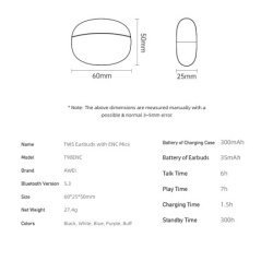 Slusalice bluetooth awei t90 enc bele ( SL1574 )-9