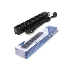 Spg6-b-6 produzni kabl sa zastitom 6 uticnica 1,8 metara(3x1.0mm) crni