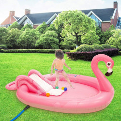 SunClub Flamingo bazen na naduvavanje sa toboganom i prskalicom 210x125x78cm - Img 2