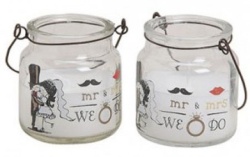 Sveća u teglici mr & mrs 6cm ( 14051 )