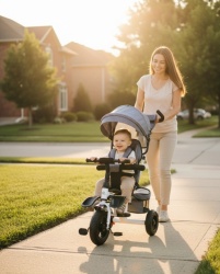Tricikl Guralica Happybike Big model 419 sa mekanim rotirajućim sedištem sivi