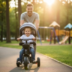 Tricikl Guralica MONI model 431 sa rotirajućim sedištem i točkovima od Eva pene - Siva