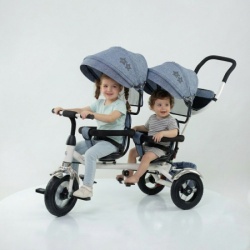 Tricikl Playtime 412 TWINS sa dva sedista - Sivi