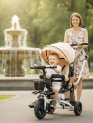 Tricikl Playtime 413 RELAX sa rotirajućim sedištem - Bež - točkovi od pune gume