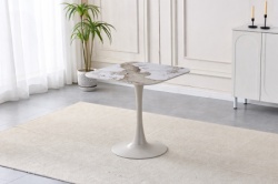 Trpezarijski sto Grandis BELA keramicka ploca/Metalna bela noga 90x90cm