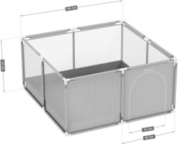 Tulano Cozy 20 Ogradica za decu  130 cm – sa podlogom, metalna konstrukcija, sivo-bela ( 30006 )-2
