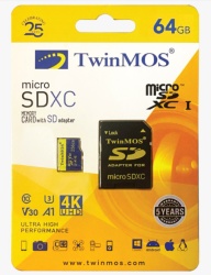 TwinMOS tm64msdxc10v30u3, uhs-3, v30 microsdxc 64gb