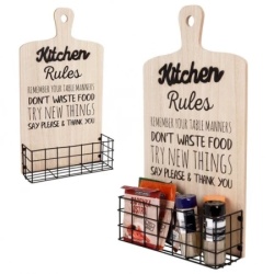 Vilde - 530814 - Kuhinjska polica u obliku daske sa korpom za odlaganje