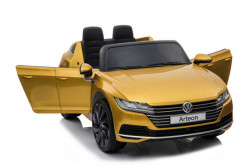 Volkswagen Arteon Licencirani auto za decu na akumulator sa kožnim sedištem i mekim gumama - Zlatni - Img 3