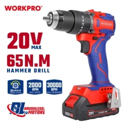 Workpro wp390019 Aku. kompaktna udarna bušilica bez četkica (set), 20V (Li-Ion) ( WP390019 )