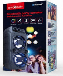 x-SPK-BT-13 Gembird Portable Bluetooth karaoke speaker 2x5W, FM, USB, SD, MIC 6,35mm, LED,black - Img 2